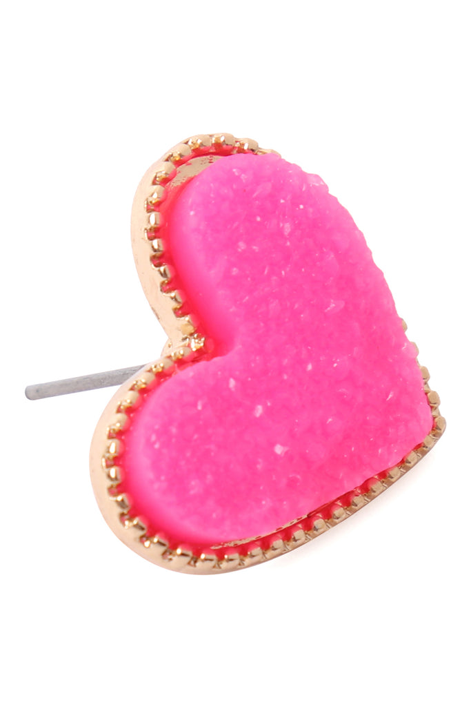 HEART DRUZY POST EARRINGS