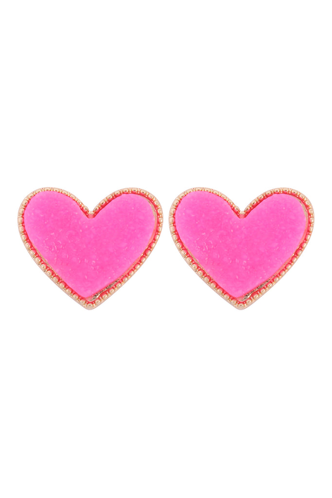 HEART DRUZY POST EARRINGS