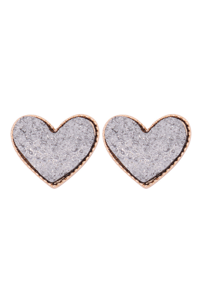 HEART DRUZY POST EARRINGS