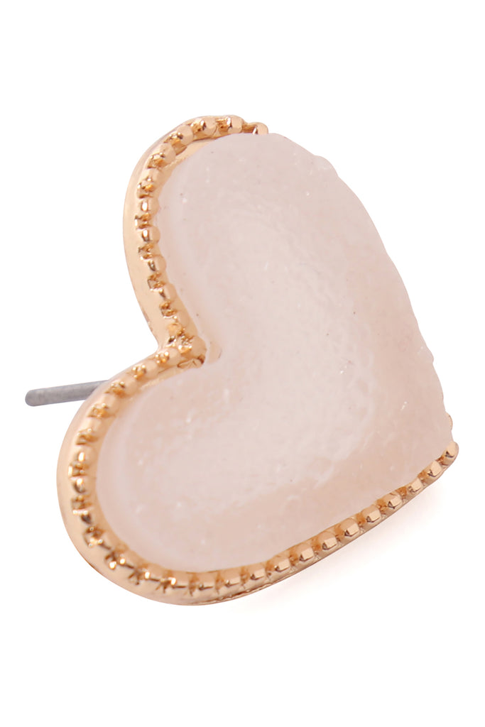 HEART DRUZY POST EARRINGS
