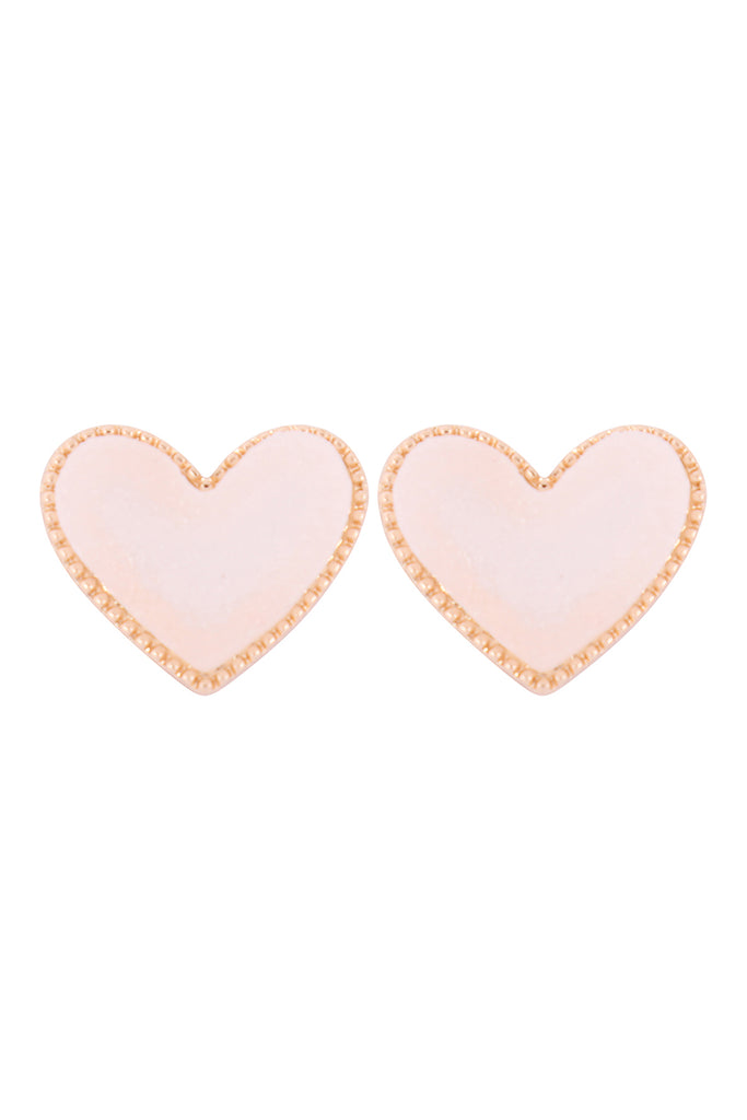HEART DRUZY POST EARRINGS