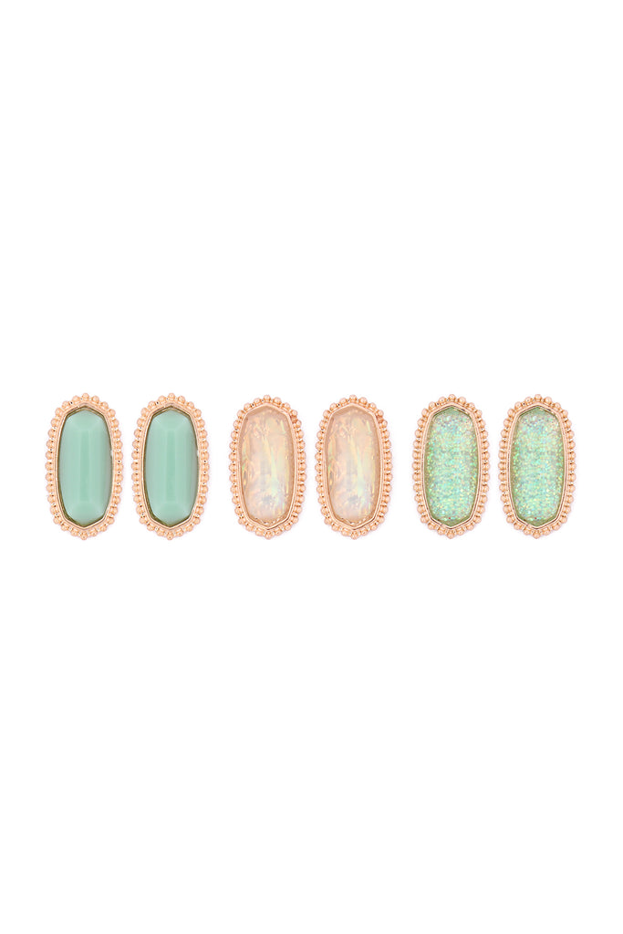 VE2871 - 3-PAIR STONE EARRING SET