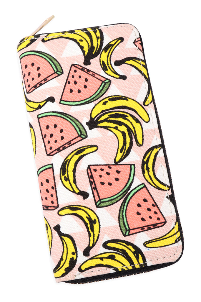 WATERMELON BANANA DIGITAL PRINTED ZIPPER WALLET