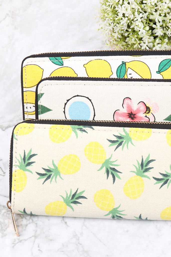 LEMON DIGITAL PRINTED ZIPPER WALLET
