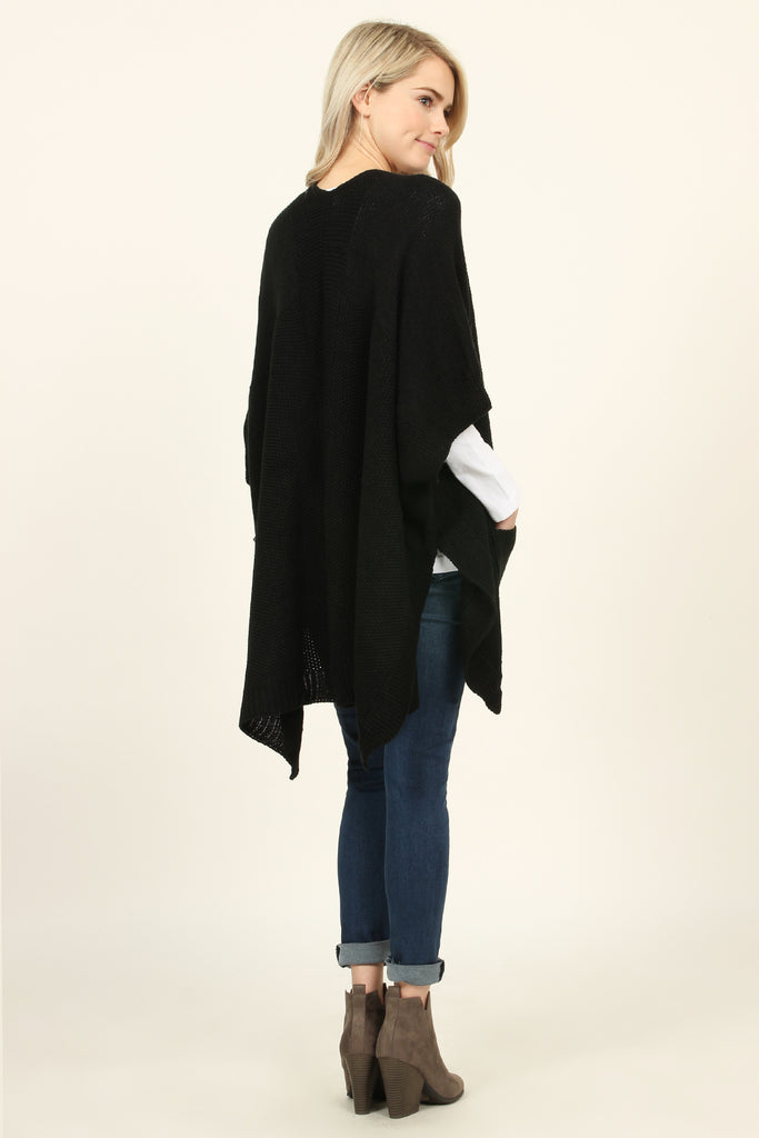 Zip Dolman Sleeve Pocket Poncho