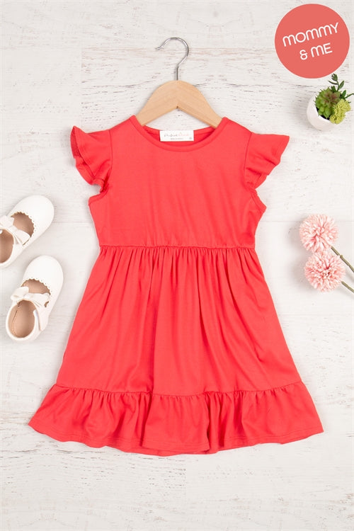 Kids Ruffle Sleeved Empire Waist Shirring Dress