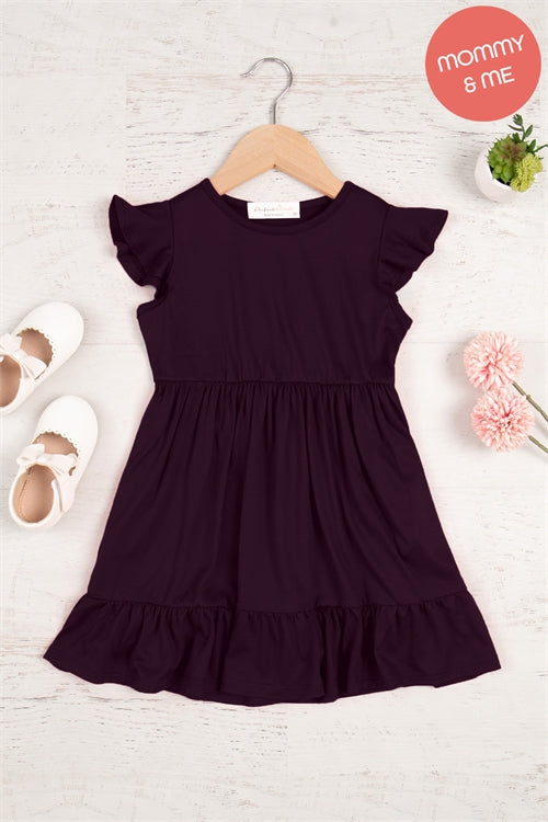 Kids Ruffle Sleeved Empire Waist Shirring Dress