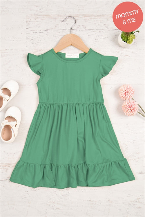Kids Ruffle Sleeved Empire Waist Shirring Dress