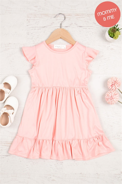 Kids Ruffle Sleeved Empire Waist Shirring Dress