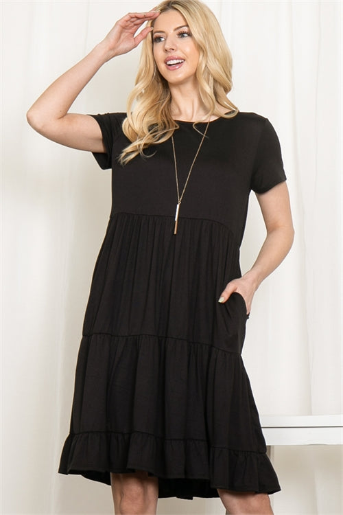 Short Sleeve Empire Waist CanCan Dress