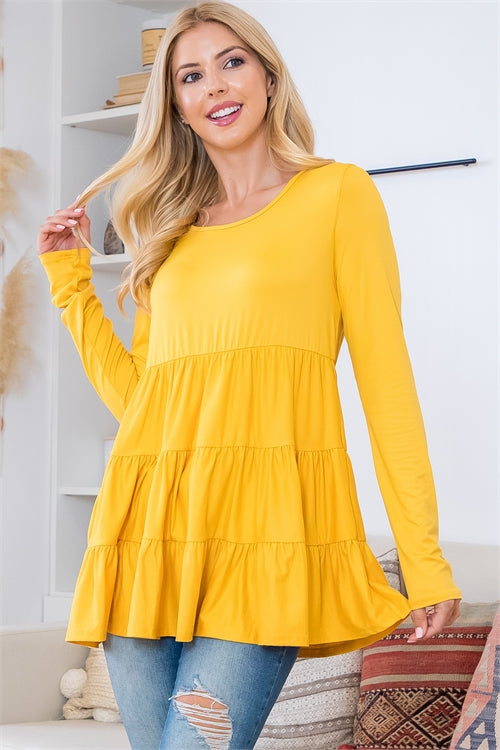 Solid Long Sleeve Tiered Top 1