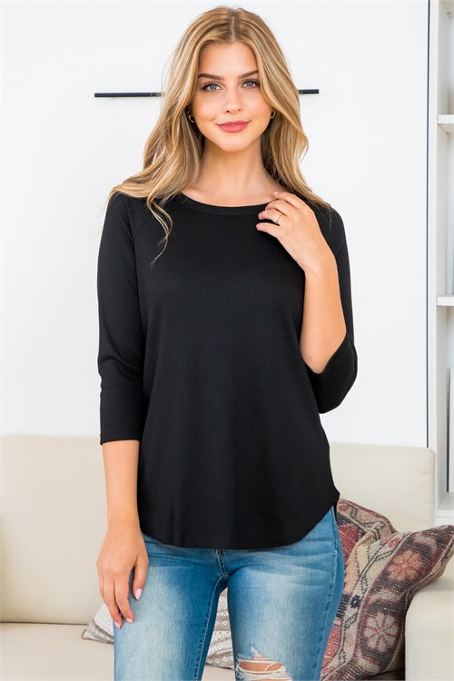 Thermal Knit Quarter Sleeve Top