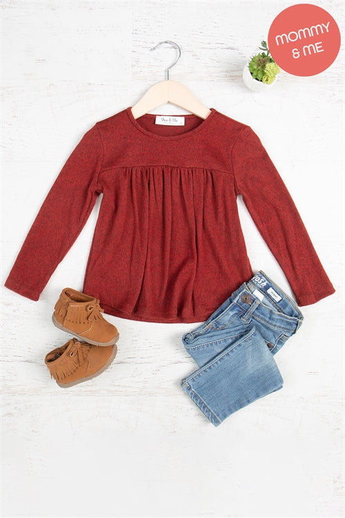 Kids Long Sleeve Shirring Detail Top