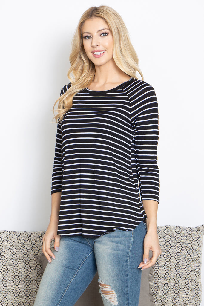 Stripe Raglan Long Sleeve Top