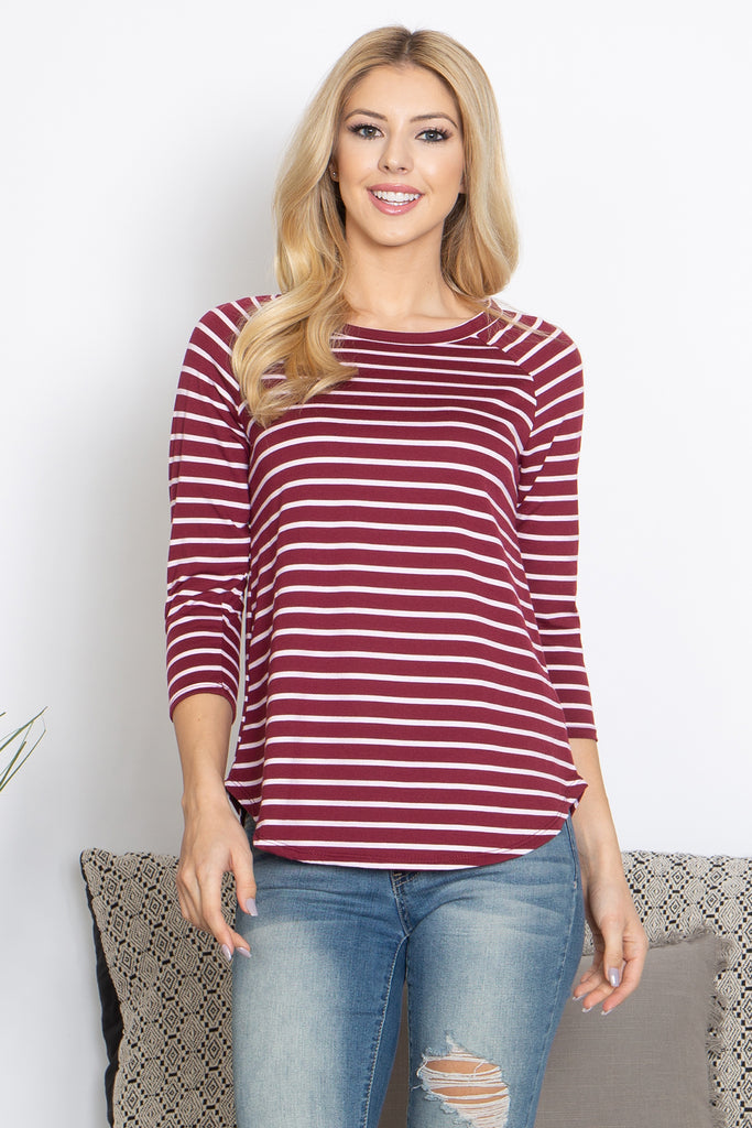 Stripe Raglan Long Sleeve Top