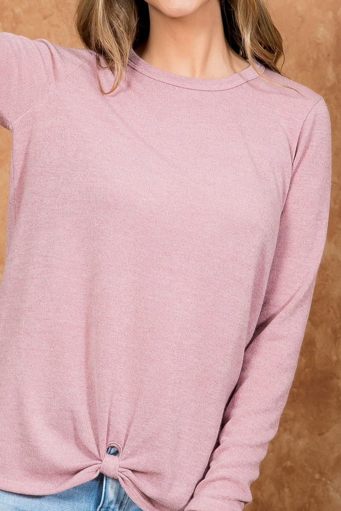 Punch Hole Detail Front Long Sleeve Top