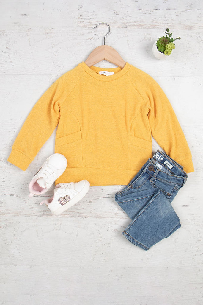 Kids Round Neck Long Sleeve Front Pocket Pullover
