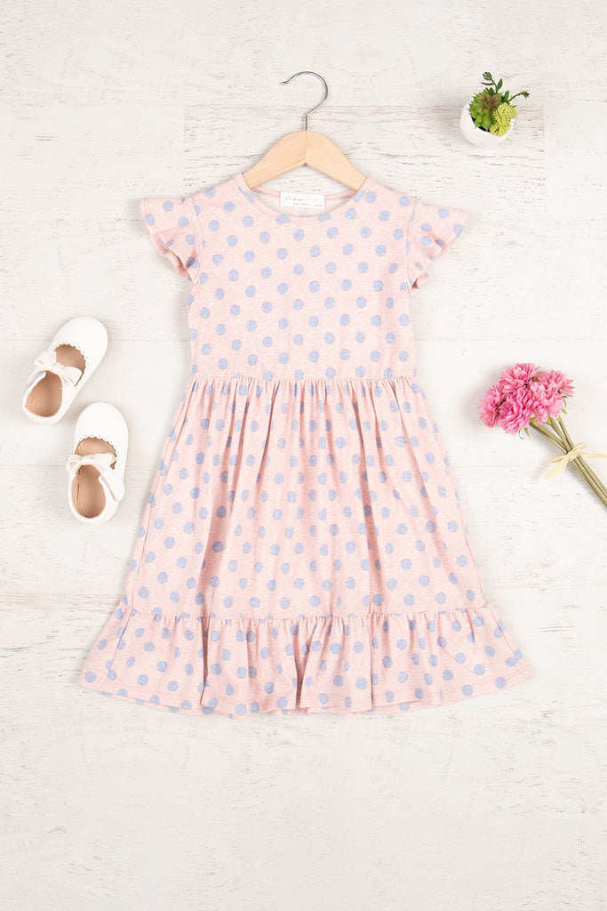 Kids Ruffle Cap Sleeve Polka Dot Dress