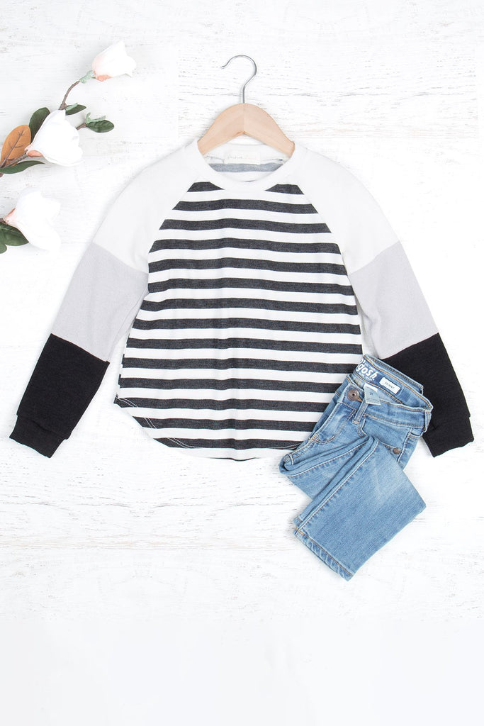 Kids Color Block Long Sleeves Stripes Top