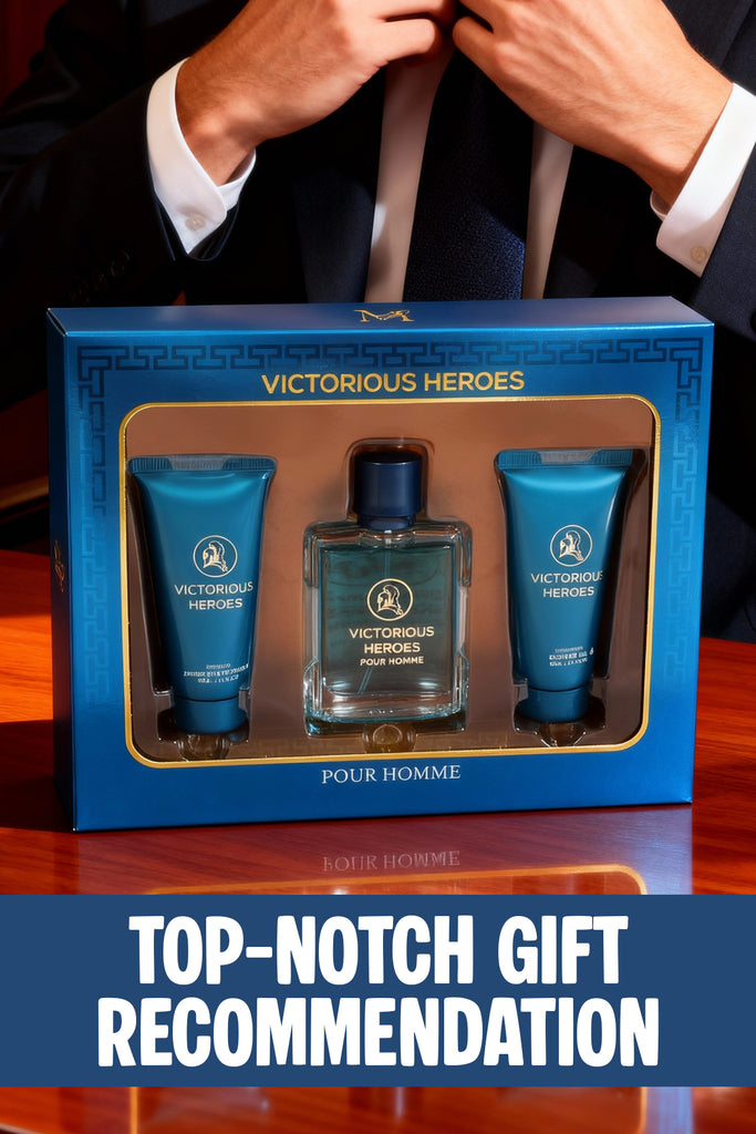 VICTORIOUS HEROES AFTER SHAVE CREAM, SPRAY PERFUME EAU DE TOILETTE, SHOWER GEL FOR MEN 50ML/1.7FL.OZ /GIFT SET