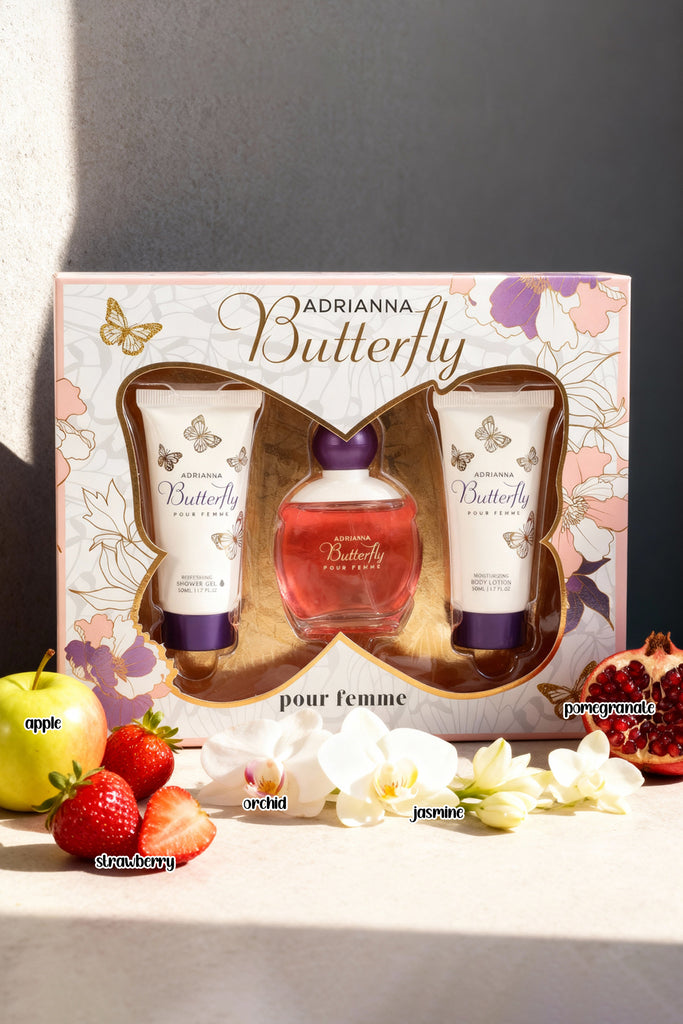 ADRIANNA BUTTERFLY SHOWER GEL, SPRAY PERFUME EAU DE PARFUM, BODY LOTION FOR WOMEN 50ML/1.7FL.OZ /GIFT SET