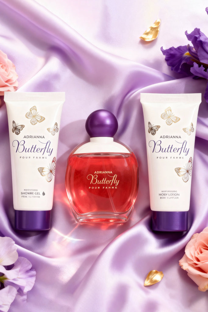 ADRIANNA BUTTERFLY SHOWER GEL, SPRAY PERFUME EAU DE PARFUM, BODY LOTION FOR WOMEN 50ML/1.7FL.OZ /GIFT SET