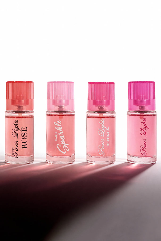 PARIS LIGHTS DISCOVERY ROSE, SPARKLE, PLATINUM, LIGHT SPRAY PERFUME EAU DE PARFUM FOR WOMEN -15ML/0.5FL.OZ. /GIFT SET