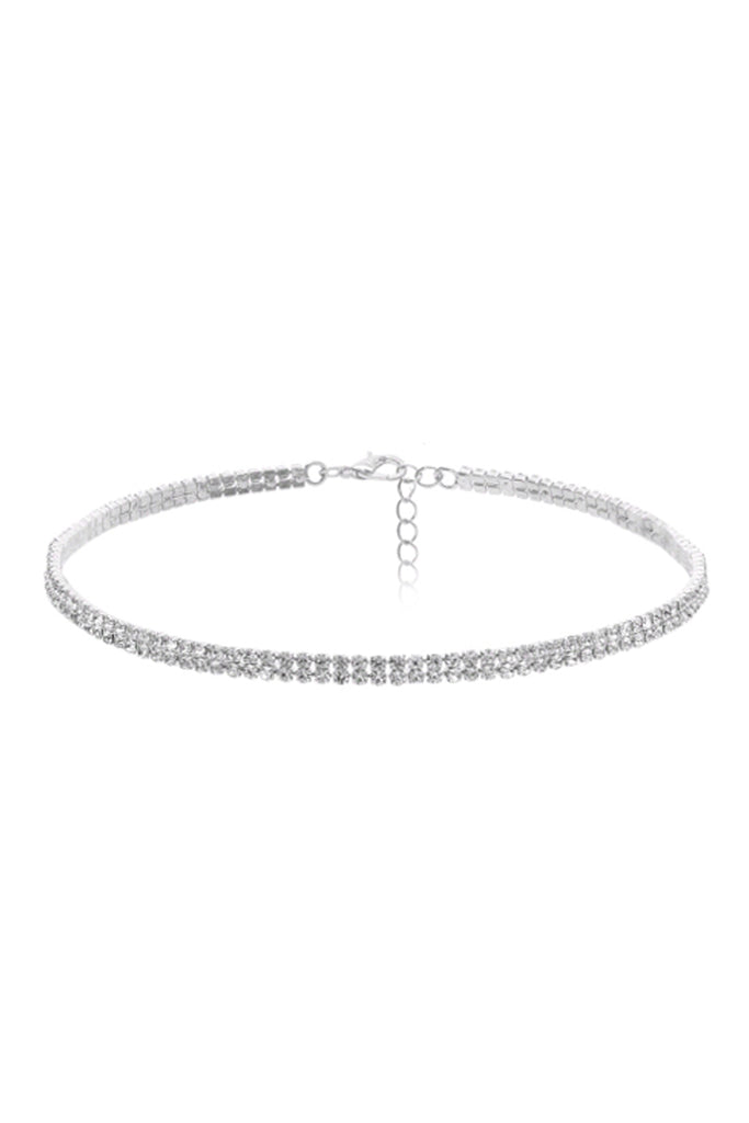 2MM RHINESTONE 2ROW CHOKER NECKLACE