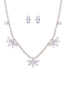3 FLOWER CUBIC ZIRCONIA W/ RHINESTONE NECKLACE AND EARRING SET
