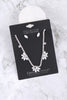 3 FLOWER CUBIC ZIRCONIA W/ RHINESTONE NECKLACE AND EARRING SET