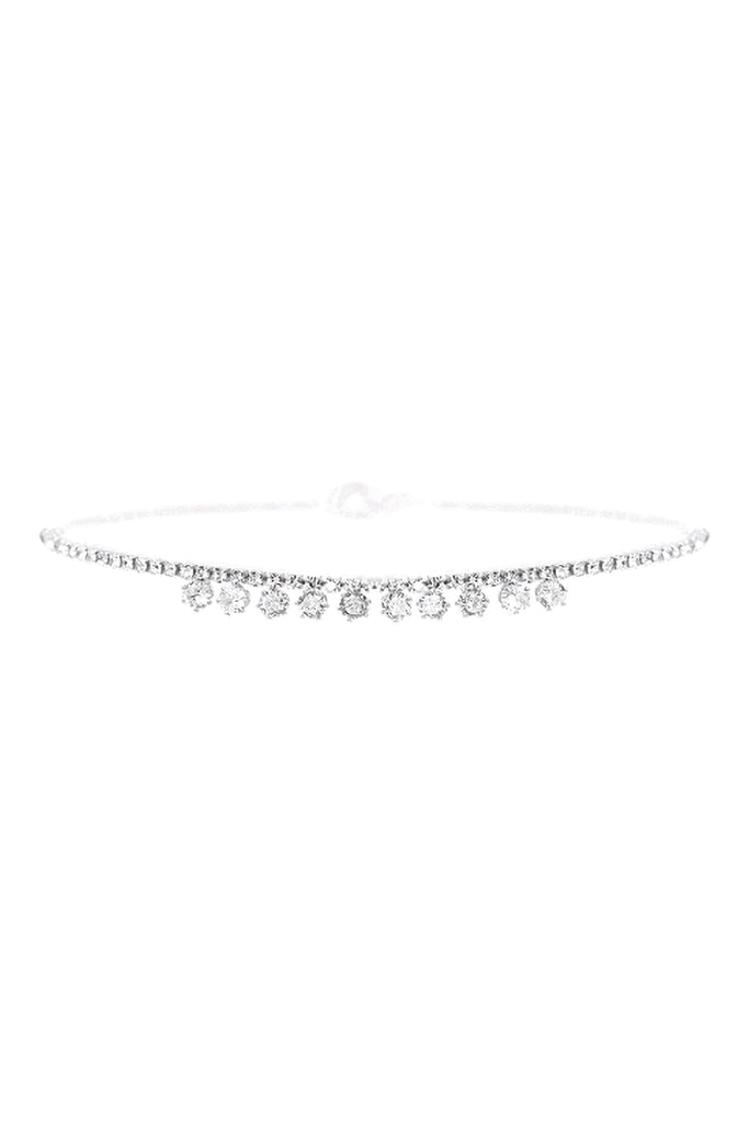 CUBIC ZIRCONIA CENTER STATIONED COLLAR NECKLACE