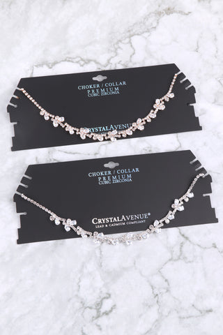 TEARDROP RHINESTONE STATION CHOKER NECKLACE