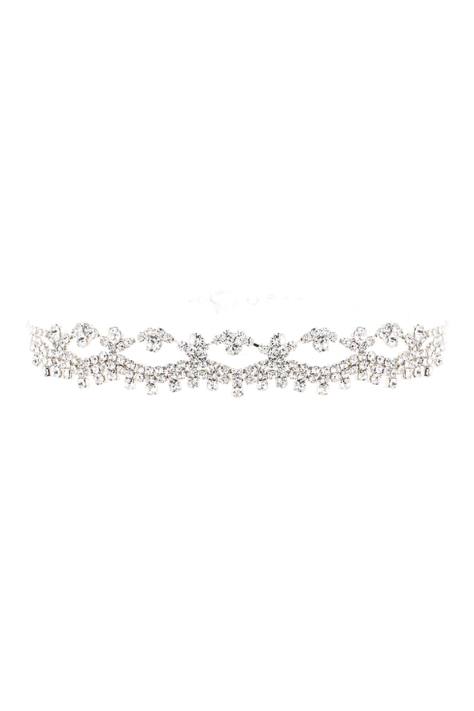 RHINESTONE LACE CHOKER COLLAR NECKLACE