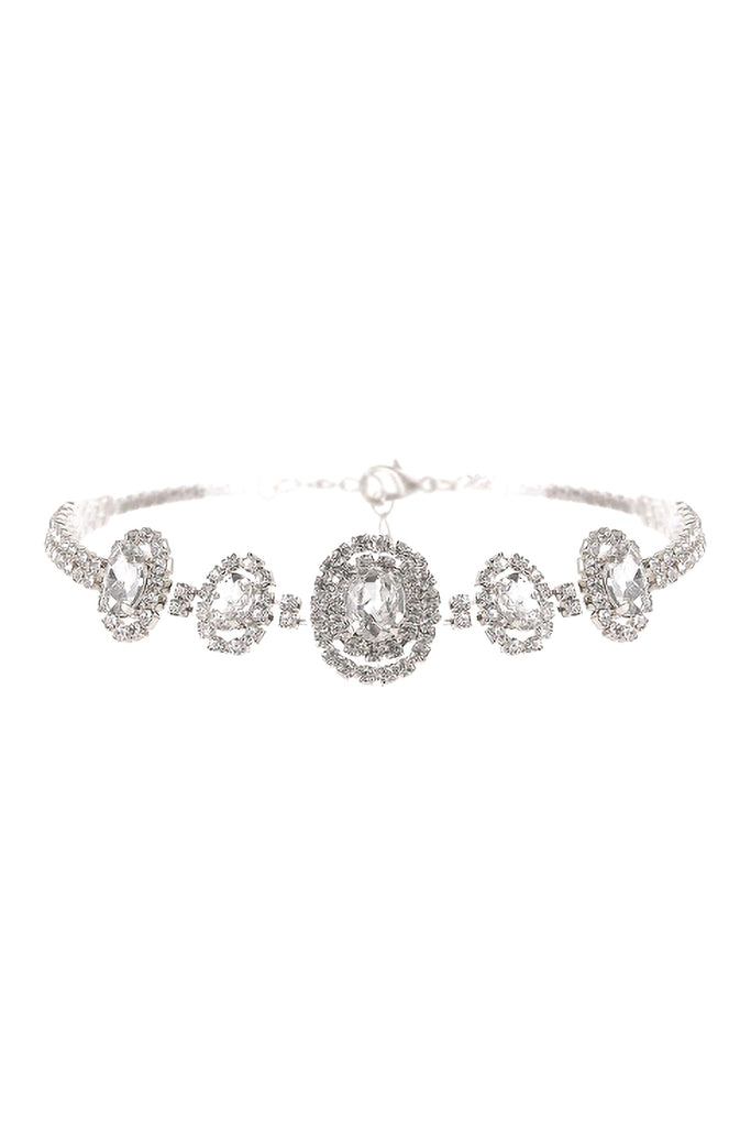 ROUND 5 HALO RHINESTONE CHOKER NECKLACE