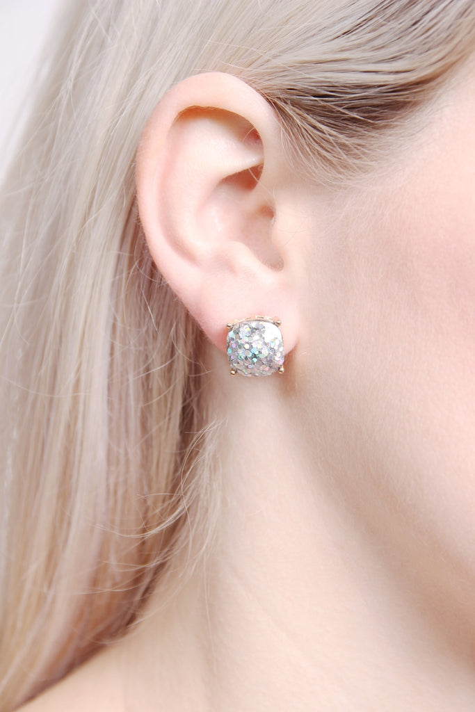 CUSHION GLITTER EARRINGS