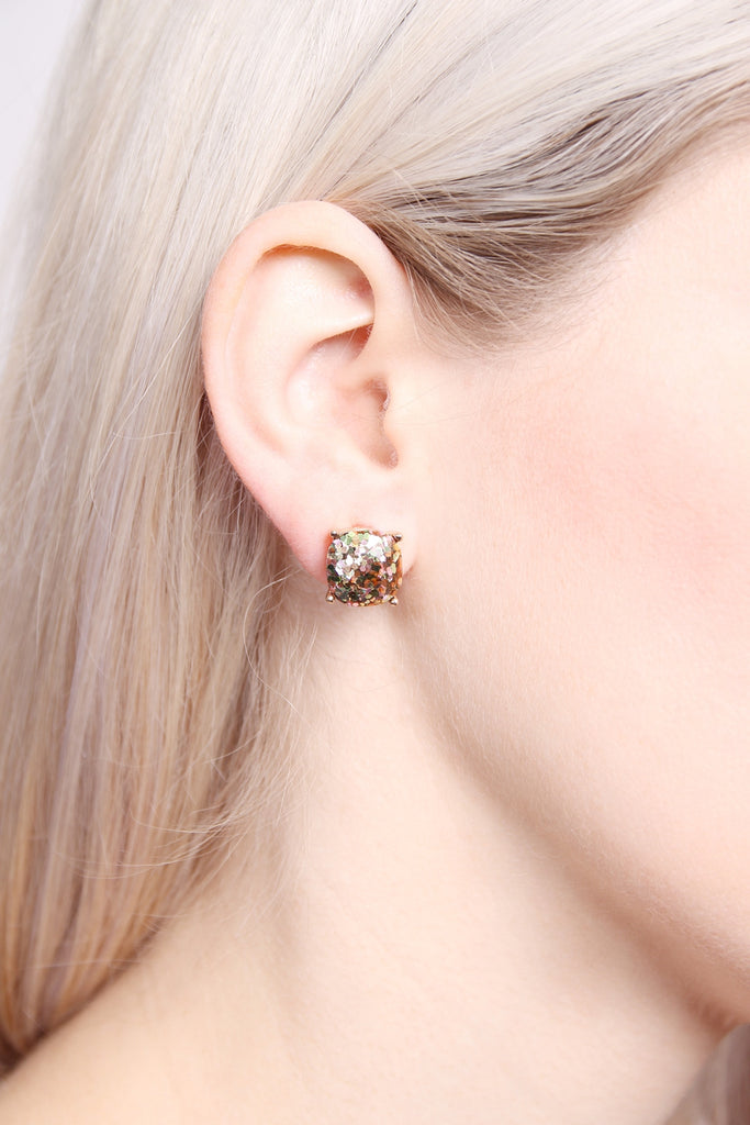 CUSHION GLITTER EARRINGS