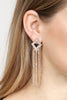 25601 - 2-LINE RHINESTONE RHOMBUS FRINGE EARRINGS