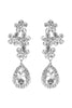 RHINESTONE CLUSTER FLOWER TOP TEARDROP EARRINGS