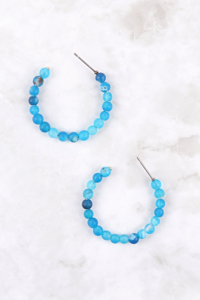 NATURAL BEAD HOOP EARRINGS