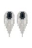 RHINESTONE SQUARE FRINGE TASSEL EARRINGS