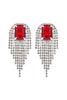 RHINESTONE SQUARE FRINGE TASSEL EARRINGS