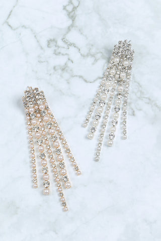 MARQUISE RHINESTONE LINK DROP EARRINGS