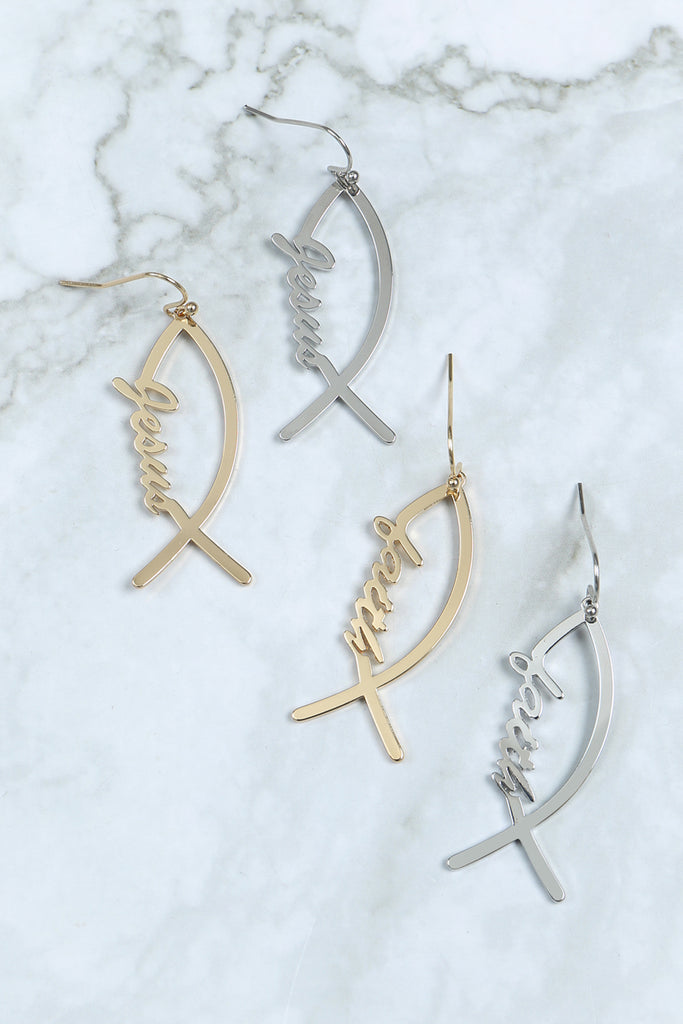 FAITH FISH HOOK EARRINGS