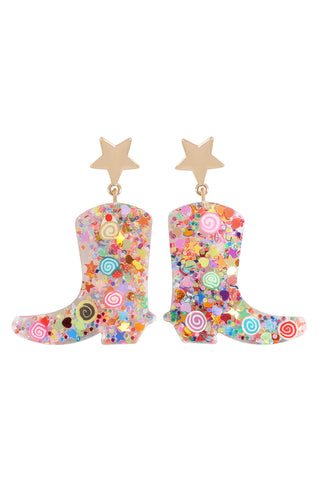 CACTUS RESIN GLITTER CANDY STUD EARRING