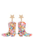 COWBOY BOOT RESIN GLITTER CANDY STUD EARRING