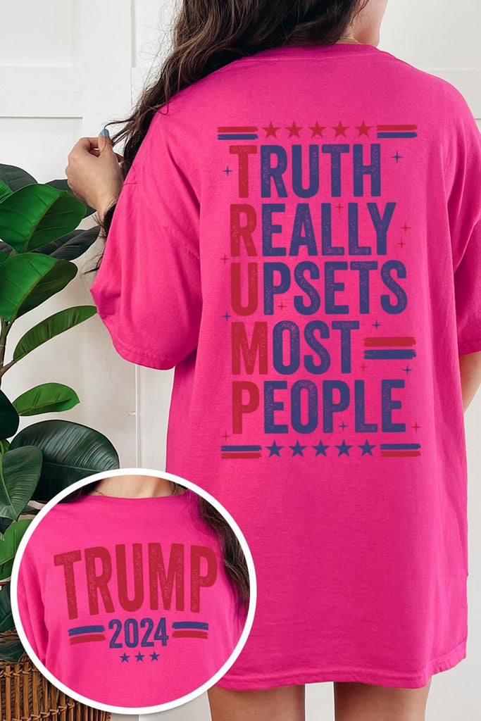 Truth Really Upsets Most People Trump Front and Back Graphic Heavy Unisex Cotton Tee