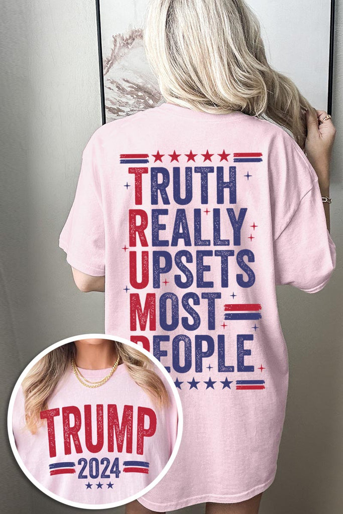 Truth Really Upsets Most People Trump Front and Back Graphic Heavy Unisex Cotton Tee