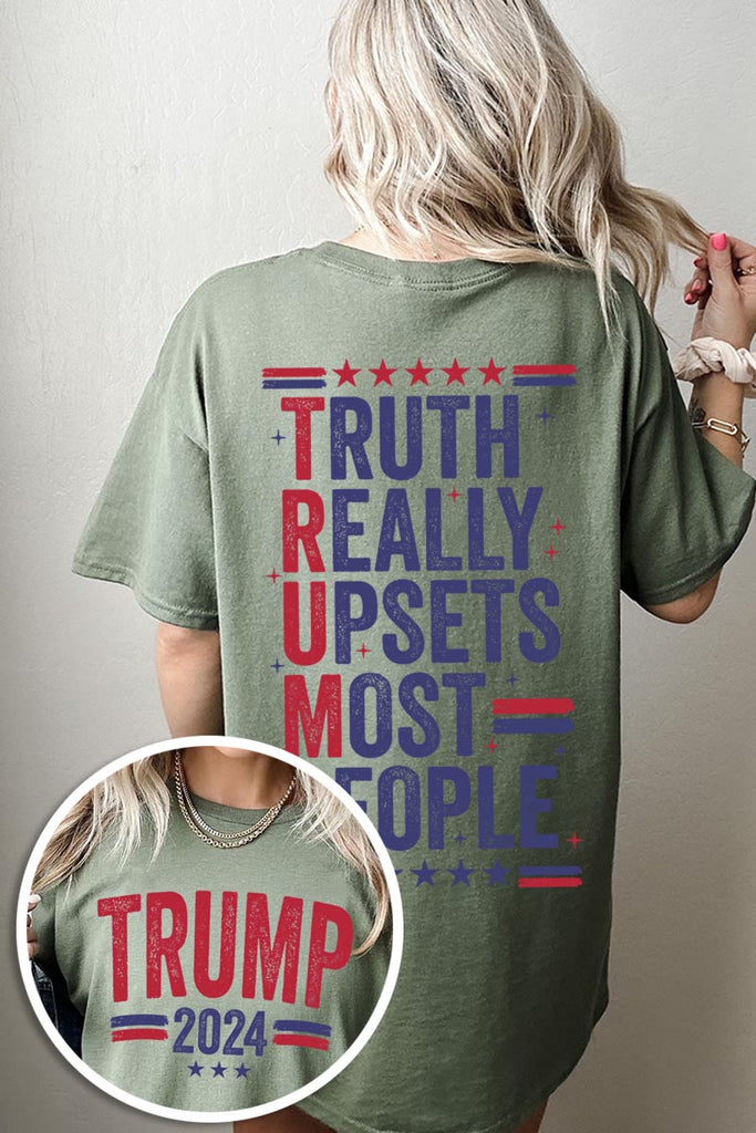 Truth Really Upsets Most People Trump Front and Back Graphic Heavy Unisex Cotton Tee