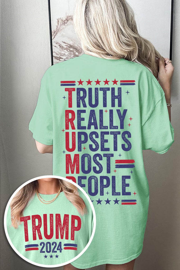 Truth Really Upsets Most People Trump Front and Back Graphic Heavy Unisex Cotton Tee