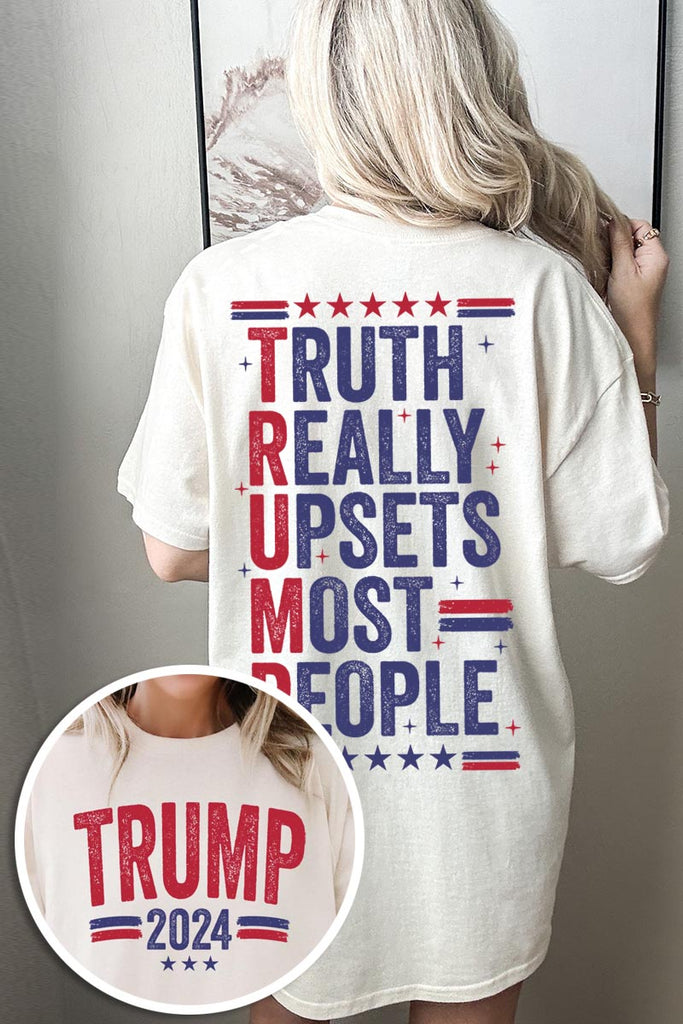 Truth Really Upsets Most People Trump Front and Back Graphic Heavy Unisex Cotton Tee